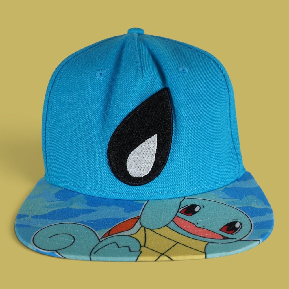 Pokemon Squirtle Snapback Hat Blue Embroidered Nintendo 2017 Flat Brim Cap